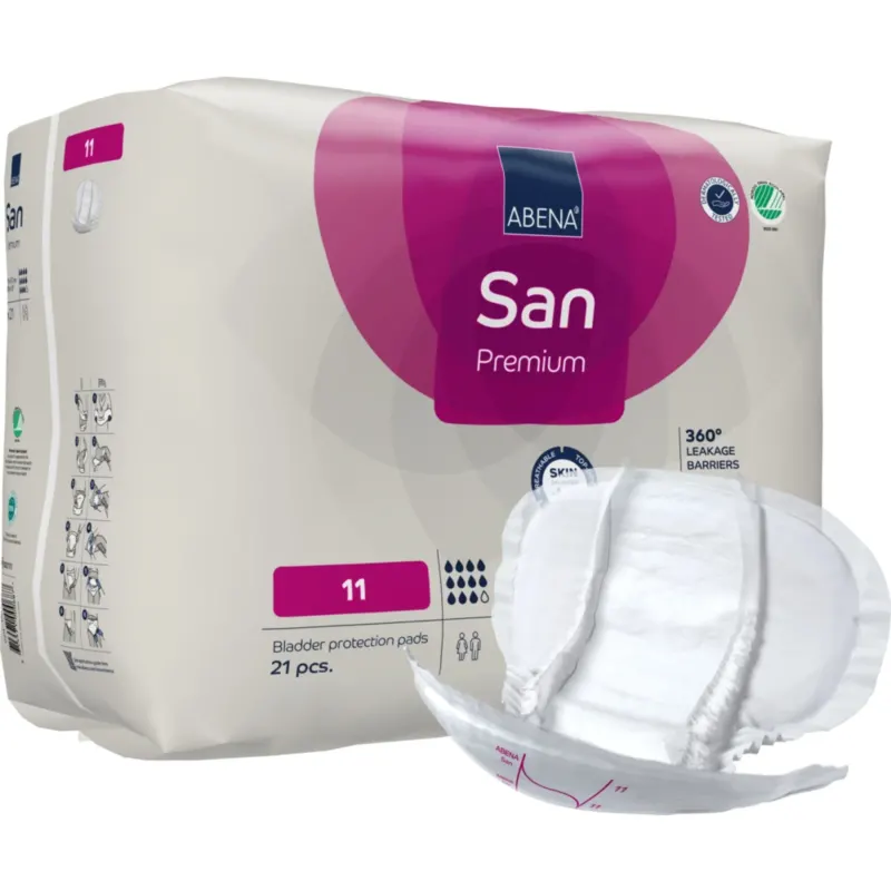 ABENA® San Premium Inkontinenzeinlagen, Größe 11 Größe 11, 1 Karton (4 Packungen × 21 Stück)