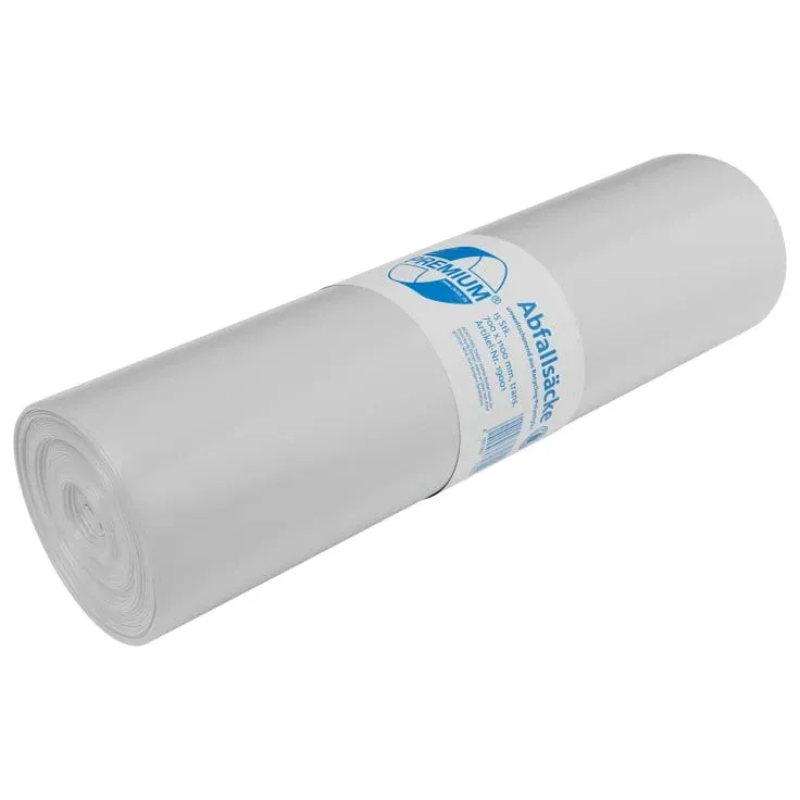 DEISS PREMIUM Abfallsack 120 Liter transparent, Typ 150 1 Karton = 10 Rollen á 15 Stück á 150 Stück