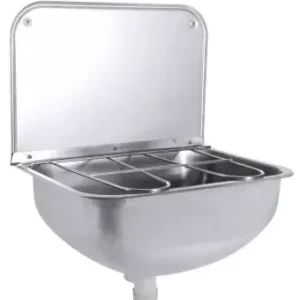 Edelstahl Ausgussbecken mit Ablegerost mit Bodenventil mit Konsole - CPGASTRO