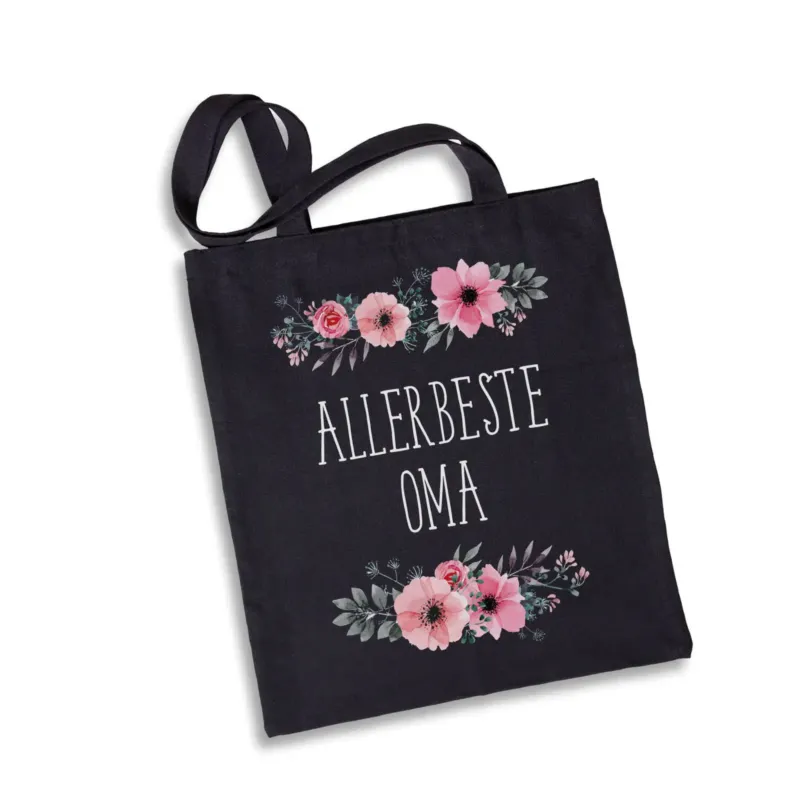 Bild: Baumwolltasche - Allerbeste Oma - blumig.