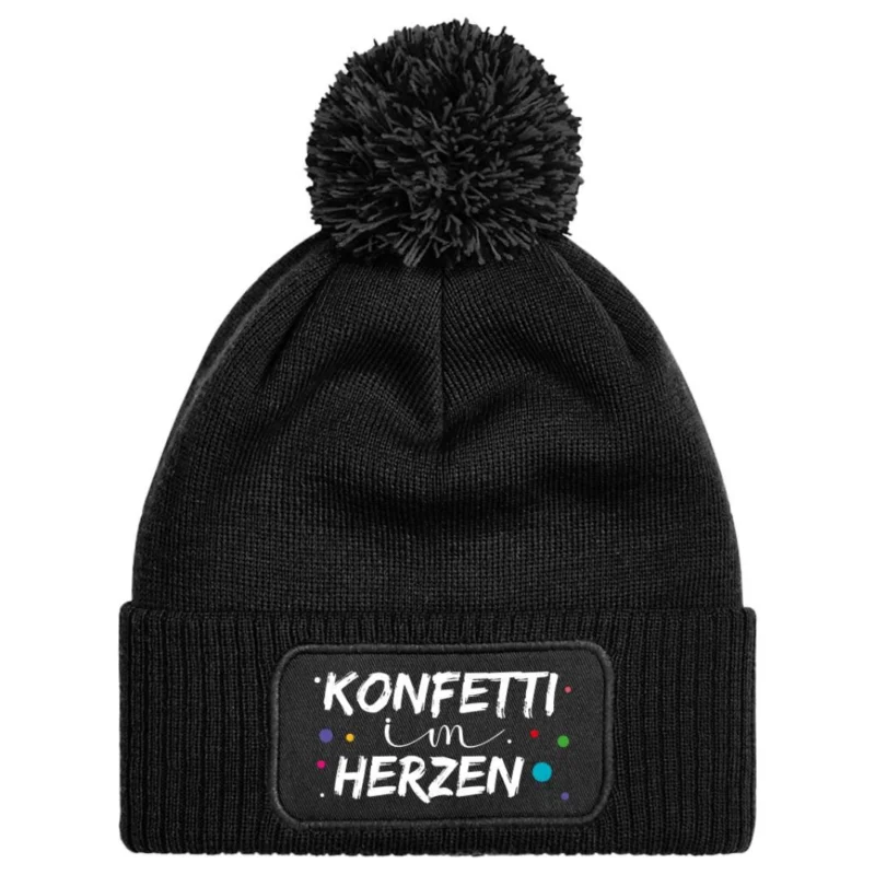 Bild: Mütze mit Bommel - Konfetti im Herzen.