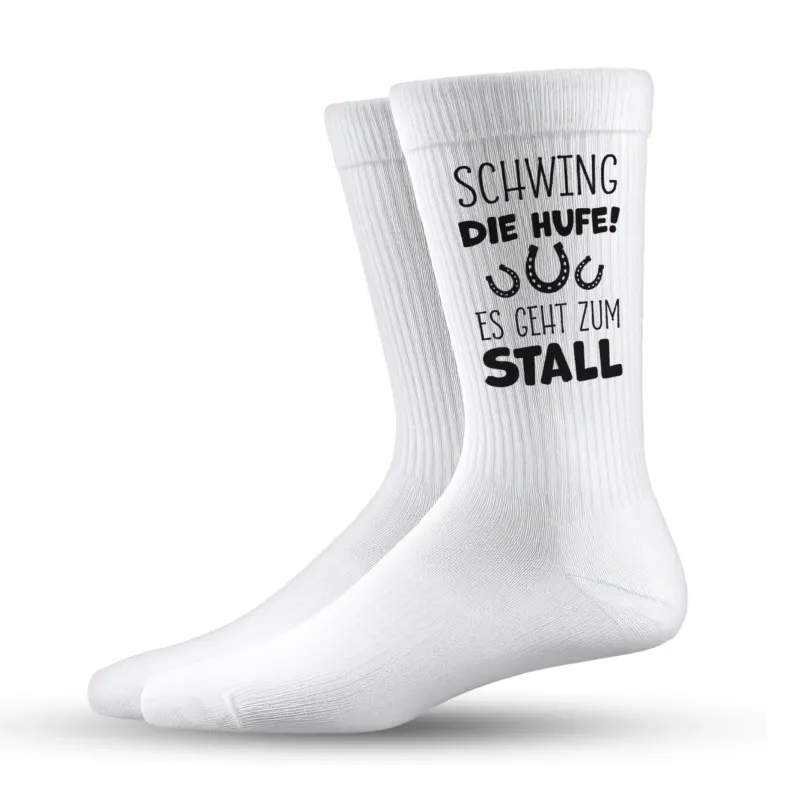 Bild: Pferde Socken - Schwing die Hufe! Es geht zum Stall.