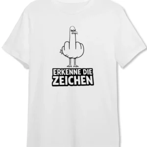 Bild: T-Shirt - Erkenne die Zeichen - Mittelfinger-Möwe.