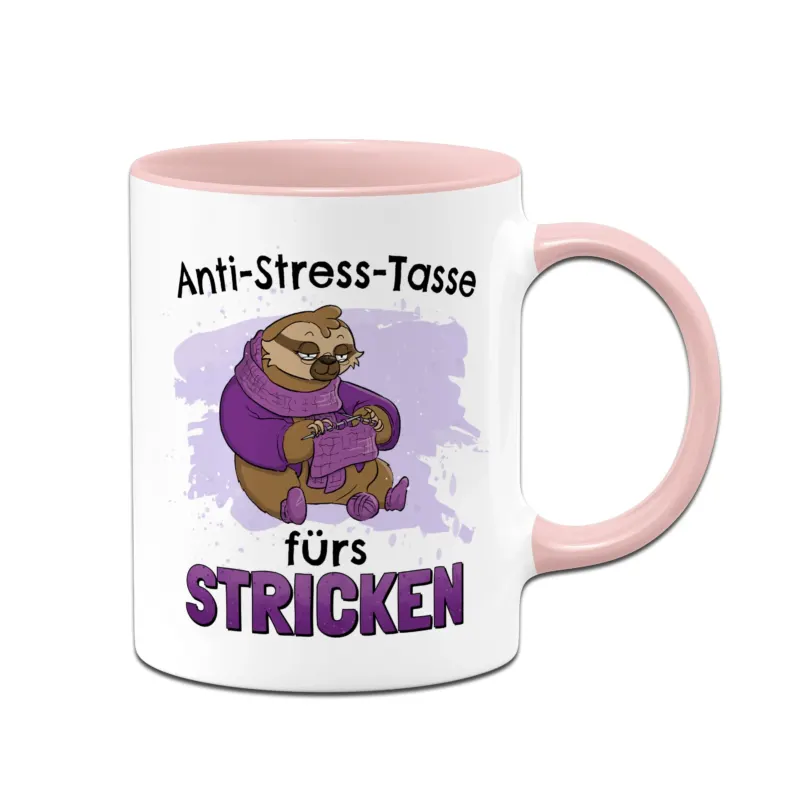 Bild: Tasse - Anti-Stress-Tasse fürs Stricken - Ratzeline die Faultierdame.