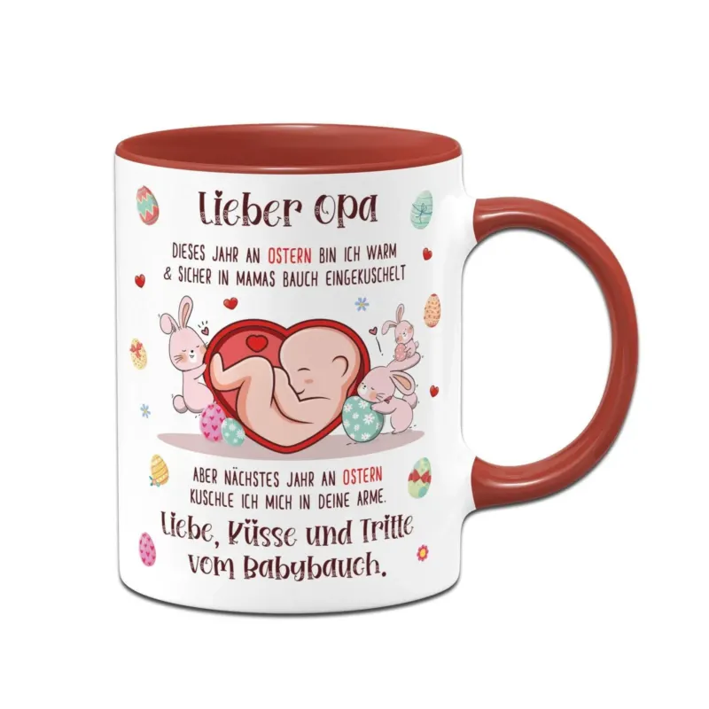 Bild: Tasse - Lieber Opa dieses Ostern bin ich noch in Mamas Bauch.