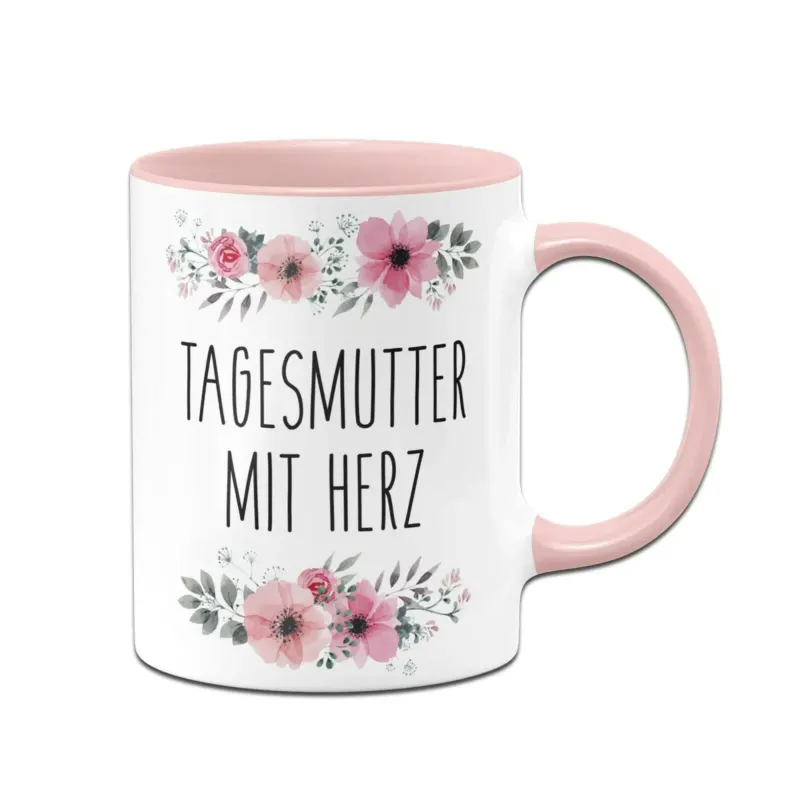 Bild: Tasse - Tagesmutter mit Herz - blumig.