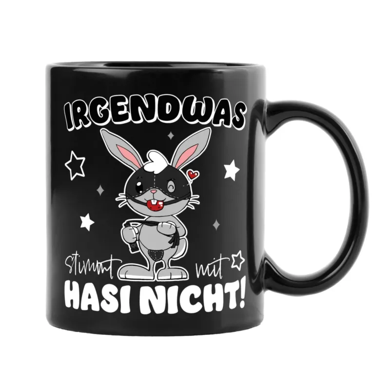 Bild: Tasse - Irgendwas stimmt mit Hasi nicht - Sado-Maso Hase - BL.