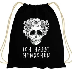 Bild: Turnbeutel - Ich hasse Menschen - Totenkopf.