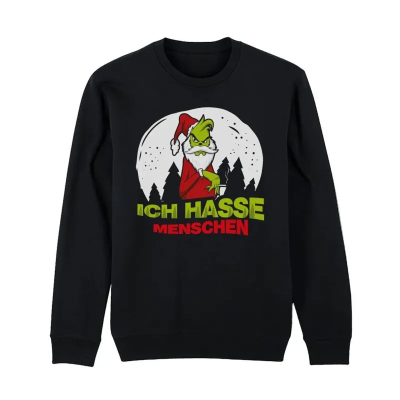 Bild: Weihnachtspullover - Grinch - Ich hasse Menschen.