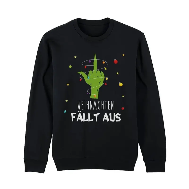 Bild: Weihnachtspullover - Grinch - Weihnachten fällt aus (Mittelfinger).