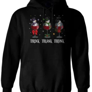 Bild: Hoodie - Weingläser - Drink Drank Drunk.