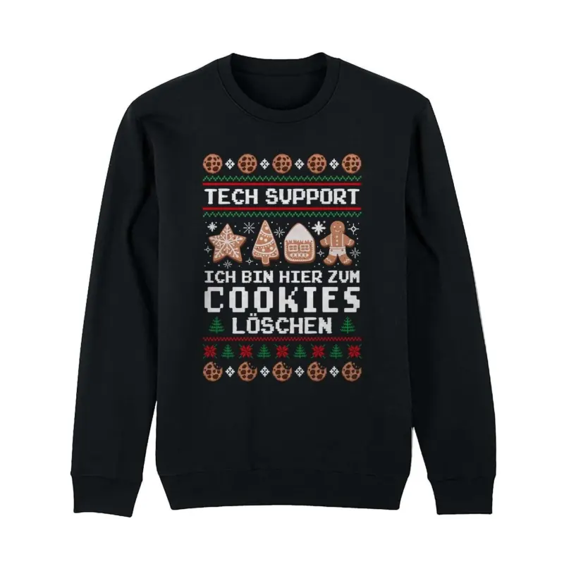 Bild: Weihnachtspullover - Tech Support - Ich bin hier zum Cookies löschen.
