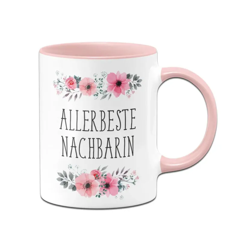 Bild: Tasse - Allerbeste Nachbarin - blumig.