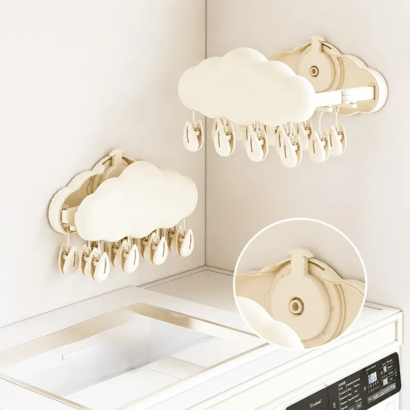 Pinned Cloud-Design Suction Foldable Laundry Rack - Image 0