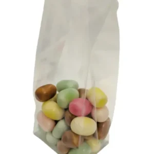Block Bottom Bags Clear 7x5x18.5 cm with silver paper card
