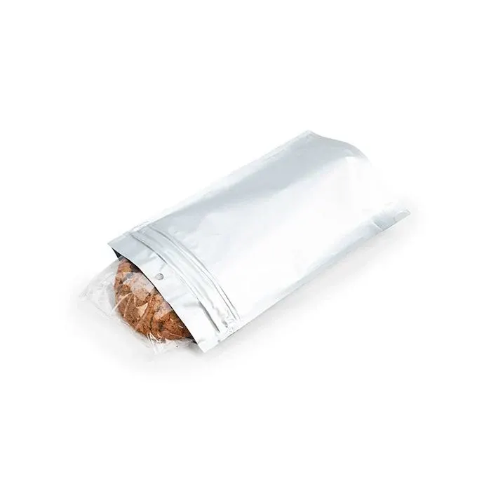 Child Resistant Pouch Bags Matte Silver 13x6,4x20,6cm