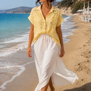 Bluse Bandana Baumwollgaze - yellow