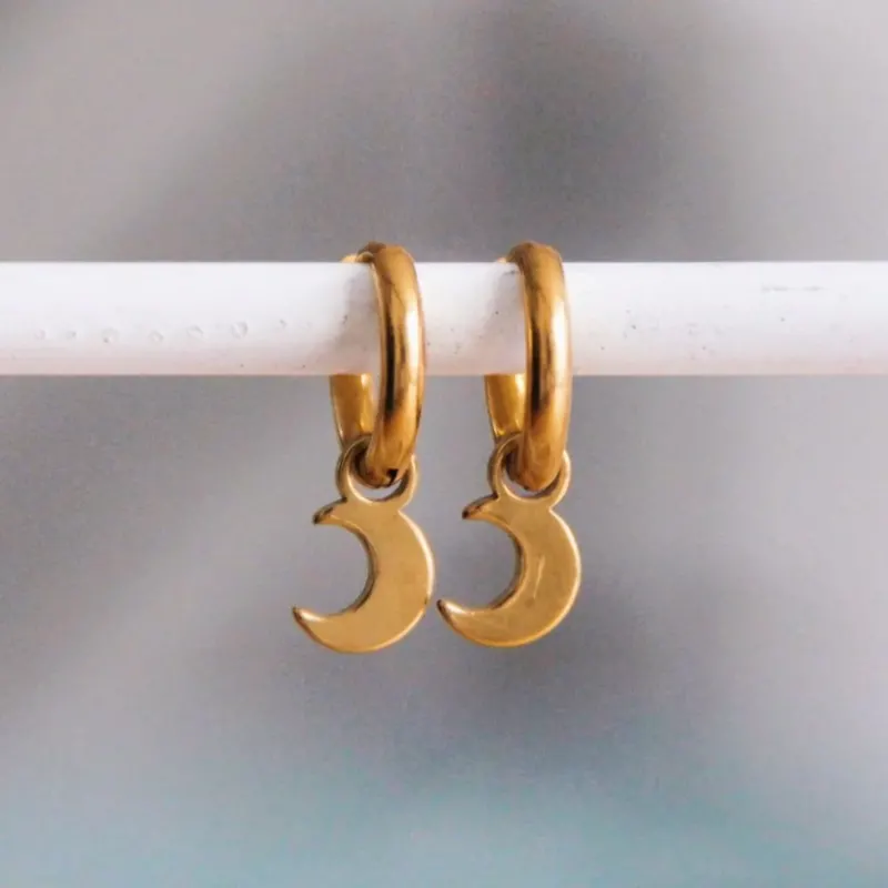 Damen Ohrringe Creolen mit Mini-Monden gold