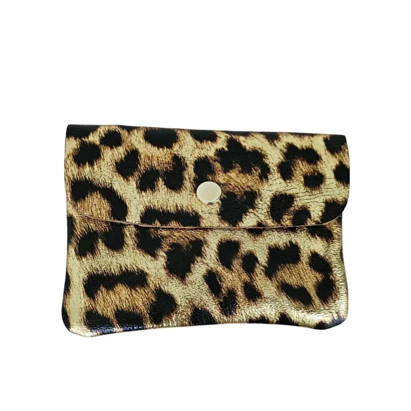 Damen Brieftasche Klein aus Leder metallic leo