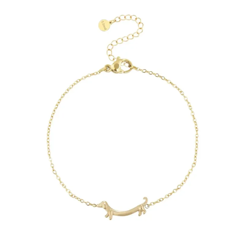 Damen Armband mit Dackelanhänger gold