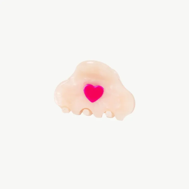 Kleine Damen Haarklammer 'Herz' creme/rosa
