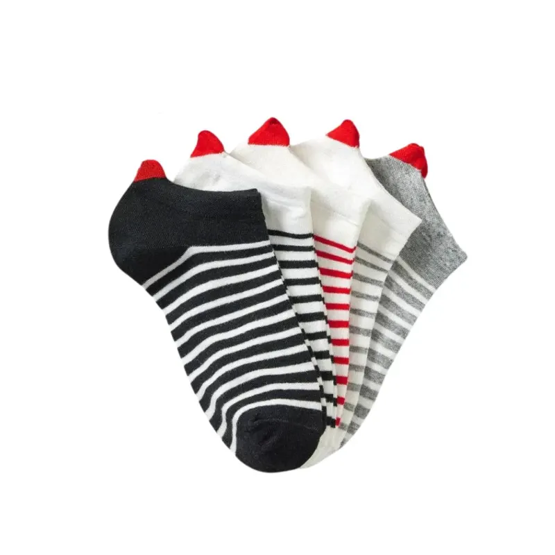 Damen Socken kurz gestreift mit Lasche Herz