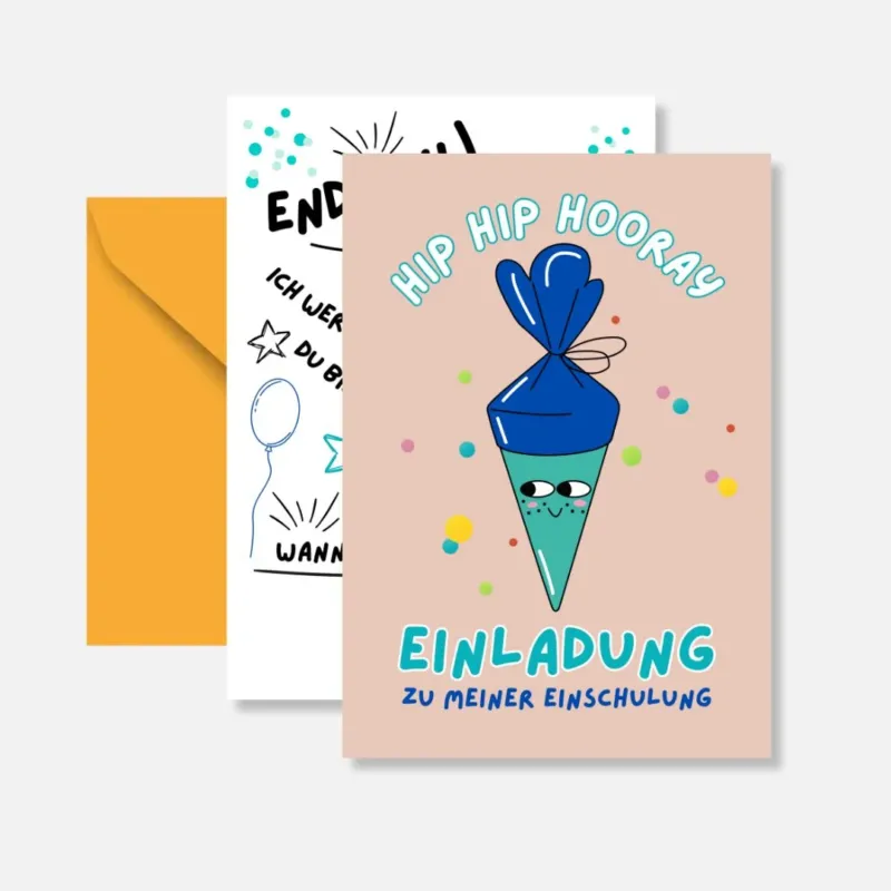 Einladungskarten 'Zu meiner Einschulung' 10 Stück mit Briefumschlag