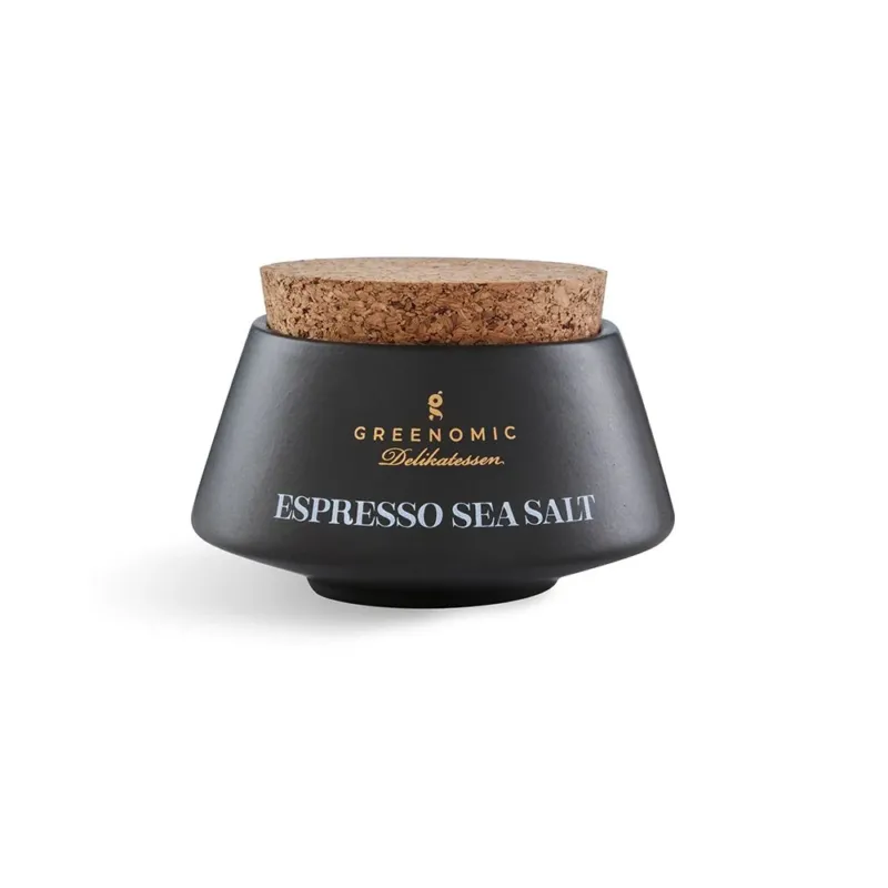 Espresso See Salz in einer Schwarz Japanischen Keramik und Kork-Verschluss