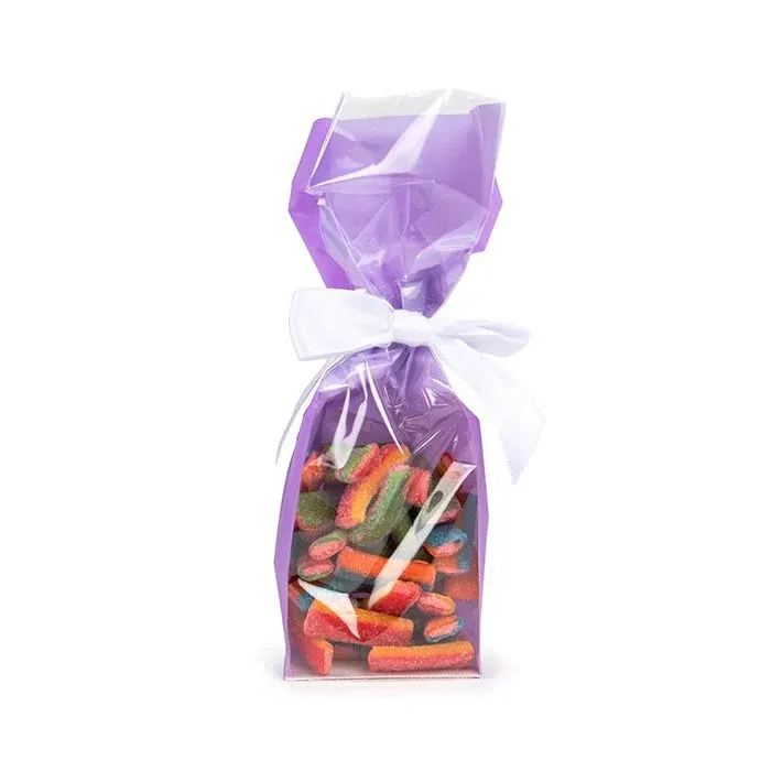 Block Bottom Bags Neon Purple w/ Paper Insert 7x5,1x25,4 cm