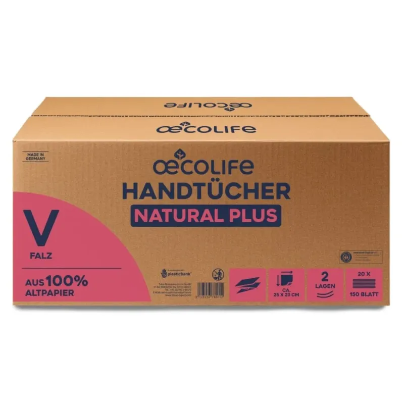 Fripa oecolife Papierhandtücher Natural Plus, 2-lagig, V-Falz