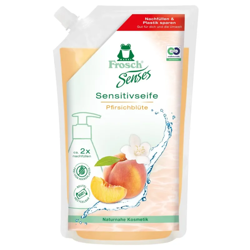 Frosch Sense Sensitiv-Handwaschseife, Pfirsichblüte, pflegend 500 ml, Nachfuellbeutel
