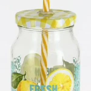 Trinkglas m. Strohhalm Fresh Summer 450 ml