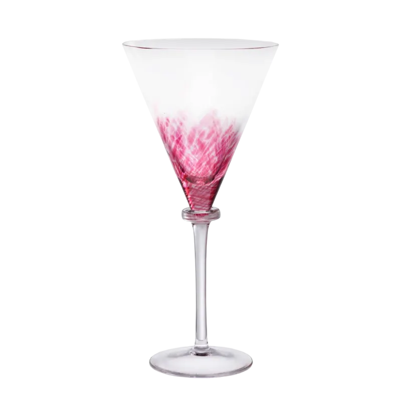 Sektglas Transparent/Pink Handarbeit Höhe ca. 23cm