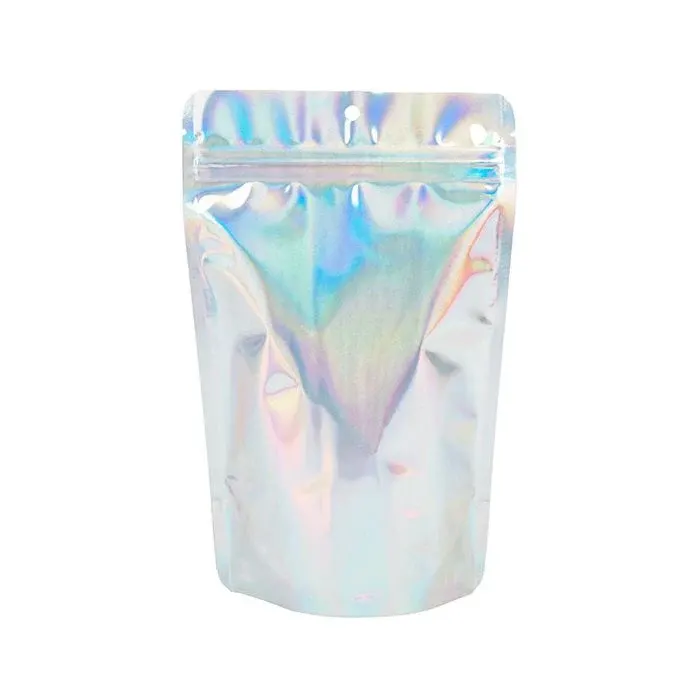 Stand Up Pouches Iridescent/Holographic 13x7,9x20,6cm With Hanghole