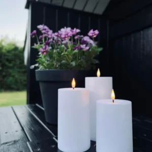 LED Udendørs Bloklys - Sæt af 3 stk ink fjernbetjening - VIAMAJA.DK