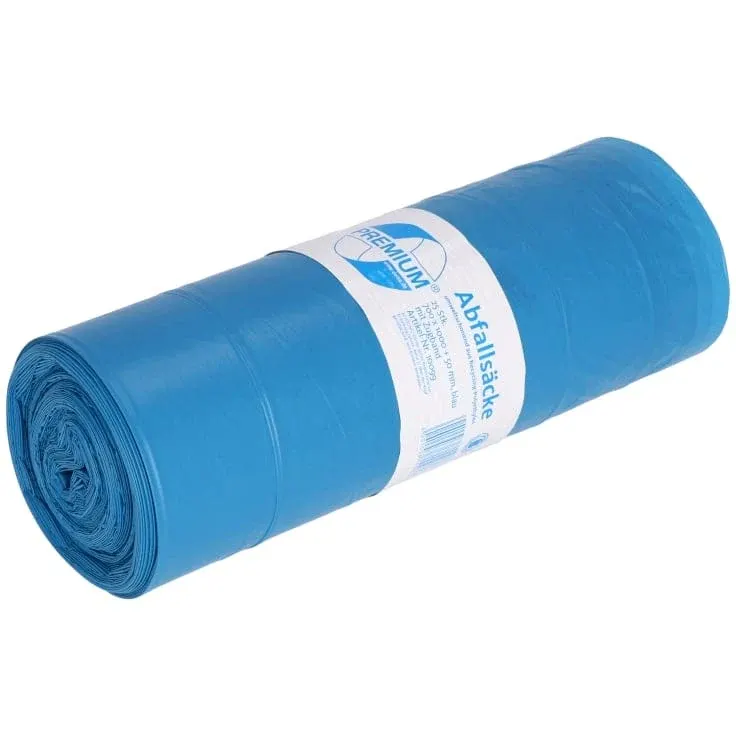DEISS PREMIUM Zugbandsäcke 120 Liter blau, ca. 1150 g/ Rolle, T60 Variante 1