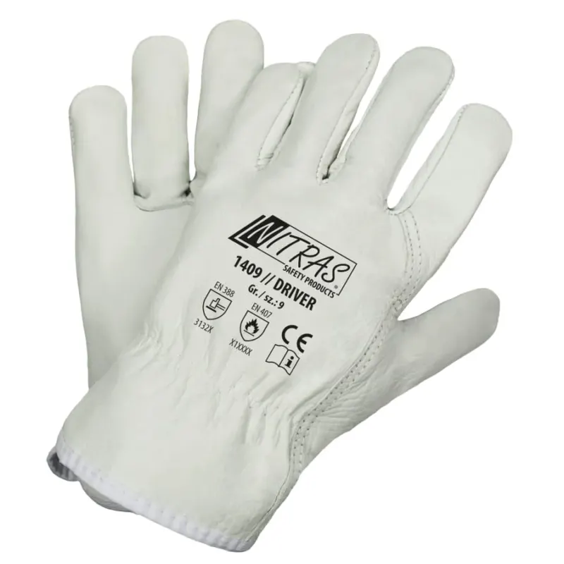 NITRAS "Driver" Rindvolllederhandschuhe Größe 8 – 1 Paar