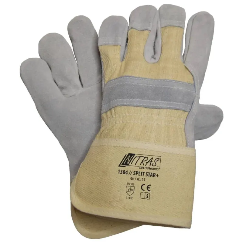 NITRAS® "Split Star +" Rindspaltlederhandschuhe Größe 11 – 1 Paar