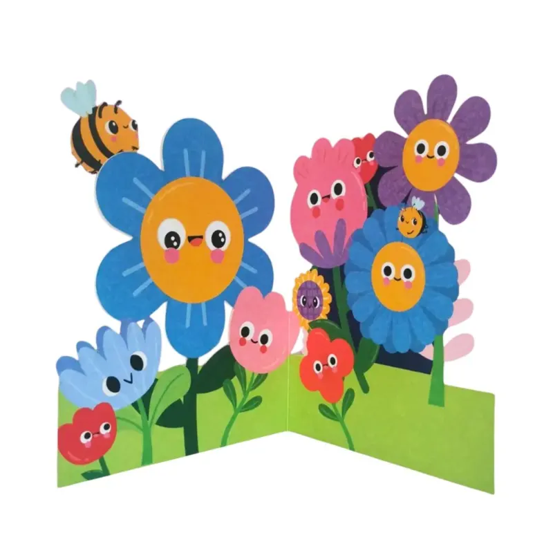 Original Papierschnittkarte 'Flowers Funny Eyes'