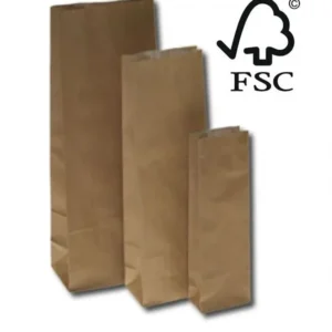 Block Bottom Bags Kraft Brown 8x5x25cm grease-proof lined 60 + 40 g/m