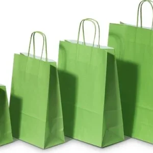 Paper Carrier Bags Green 22+10x31cm Kraft 90 grams