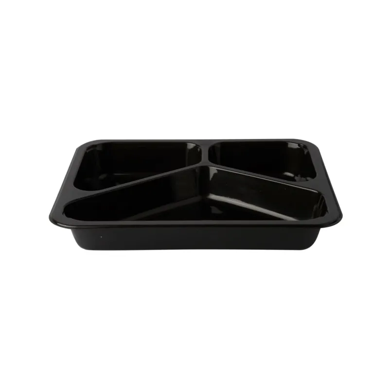 PAPSTAR Mikrowellenschalen Siegelschale, 765 ml, 3-geteilt 1 Karton (10 Packungen × 50 Stück), Schwarz