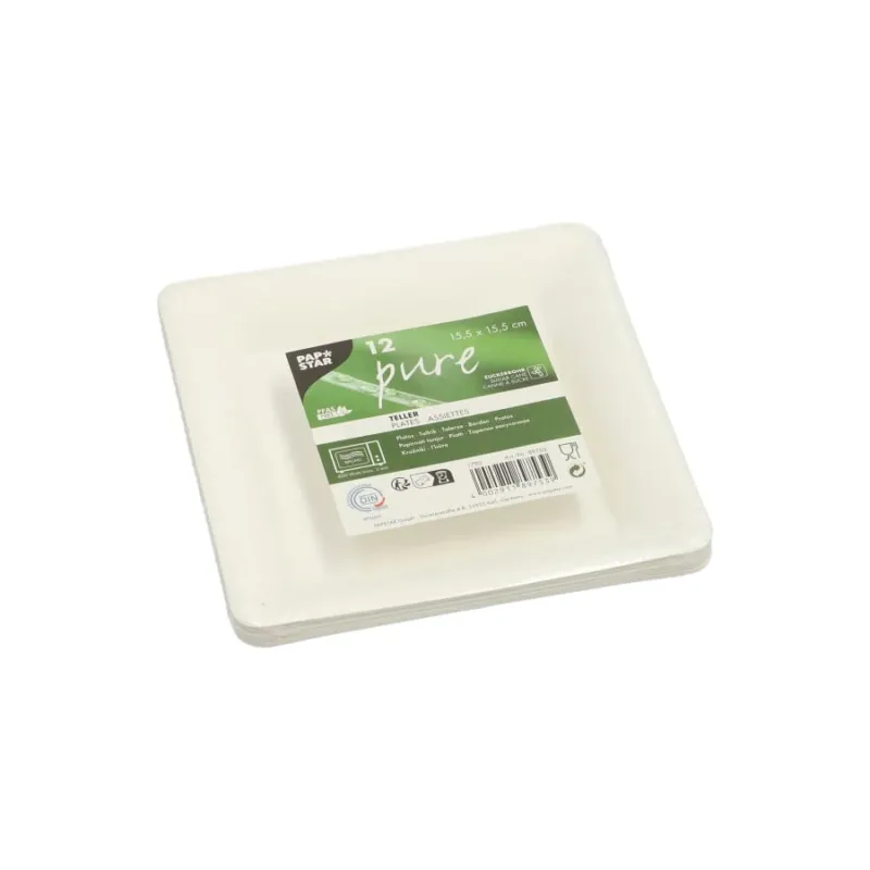 Papstar Teller Zuckerrohr, eckig 15,5 cm, stabil