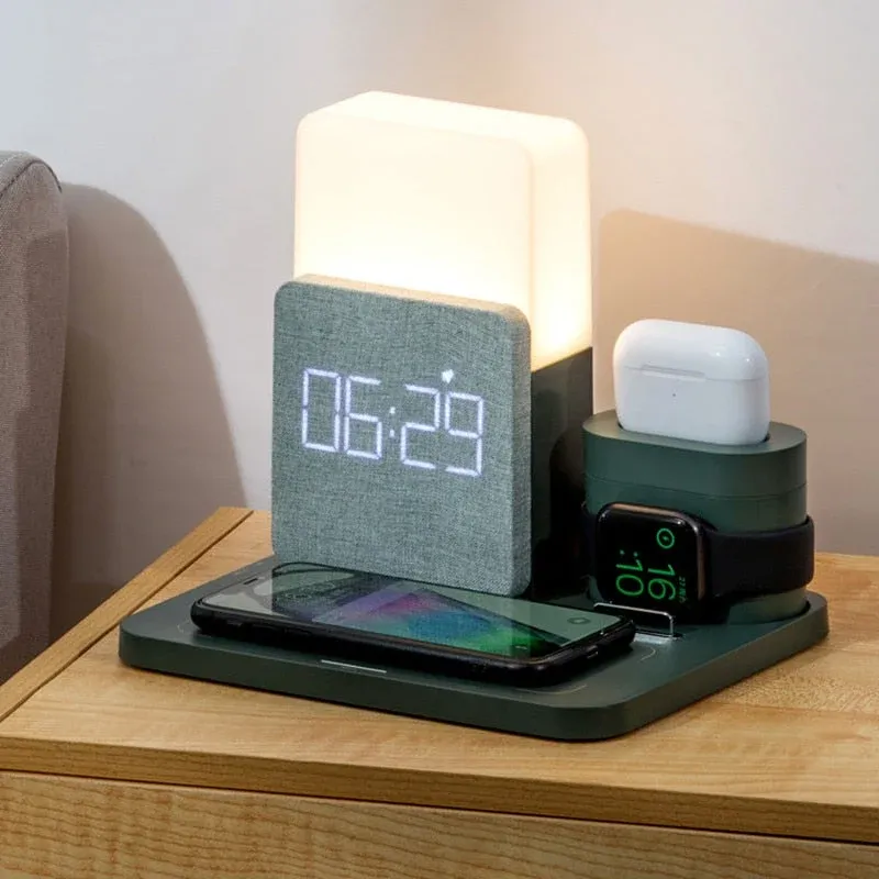 Modern Alarm Clock Wireless Charger Desk Lamp - Image 0