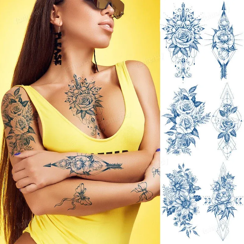 Blooming Flower Orchid Semi-Permanent Temporary Tattoo - Image 0