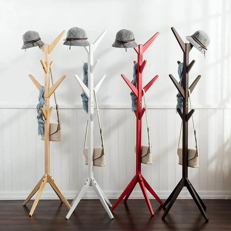 8 Hooks Solid Modern Wood Modern Coat Hanger - Image 0