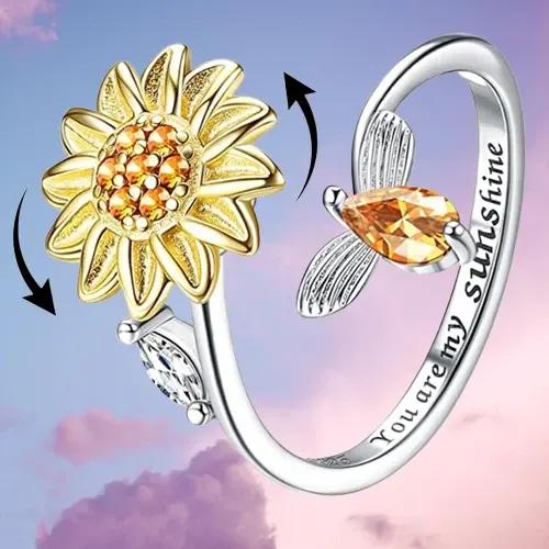 Elegant Sunflower Sunshine Rotating Ring - Image 0