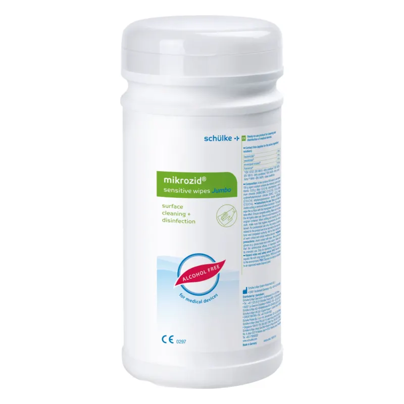 Schülke mikrozid sensitive wipes+ Desinfektionstücher Jumbo Pack Spenderdose (200 Stück)