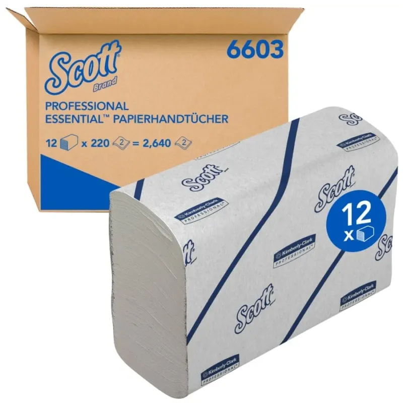 SCOTT® Essential™ Papierhandtücher, weiß, 2-lagig, 21,2 x 18,6 cm
