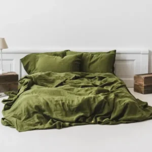 Soft Linen Duvet Cover in Green Moss - Epic Linen luxury linen